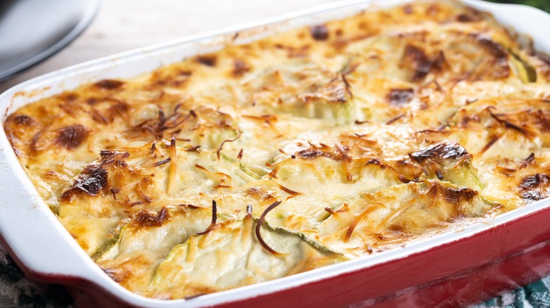 casserole with grated cheese topping