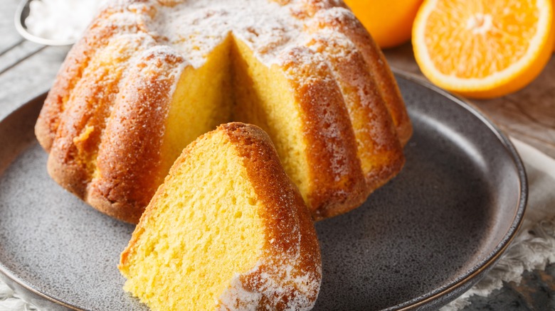 sliced pound cake with orange