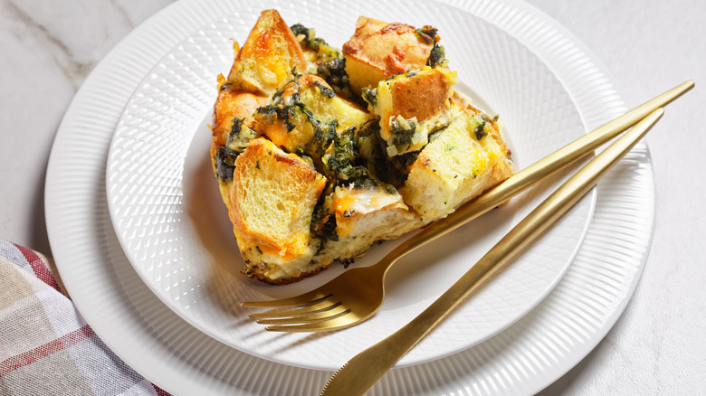 slice of strata with spinach