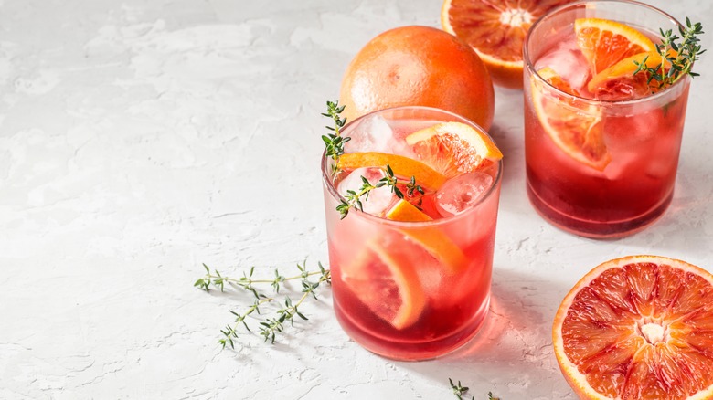 blood orange Negronis with herbs