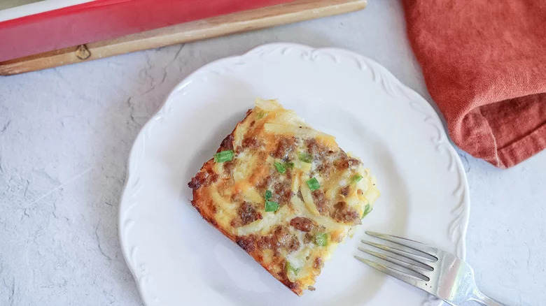 sausage breakfast casserole on plate