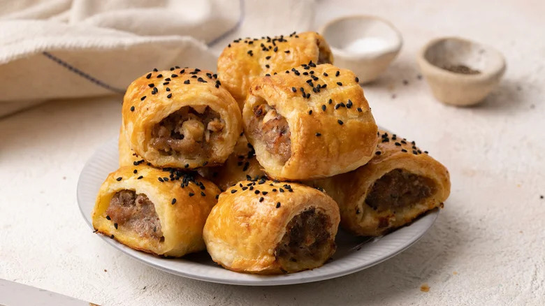 pile of sausage roll pastries