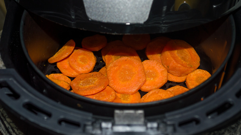 Sliced carrots in air fryer