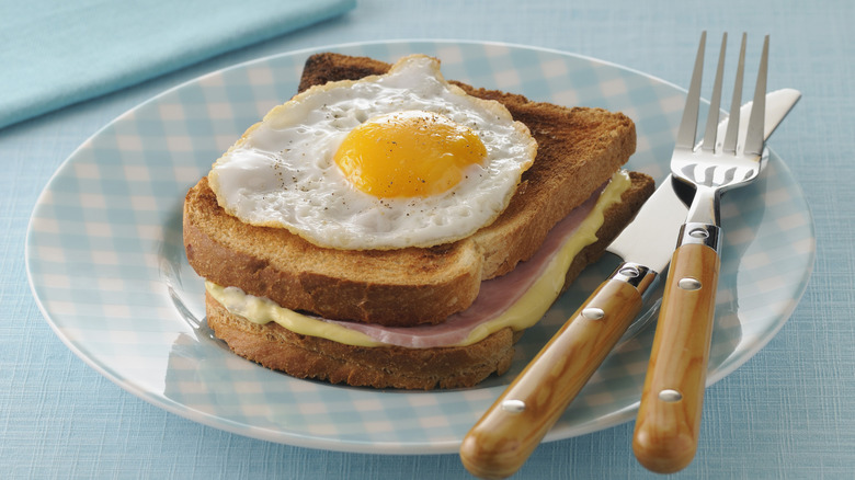 Croque madame on a plate