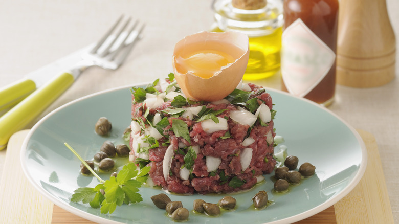 Tartare with raw egg