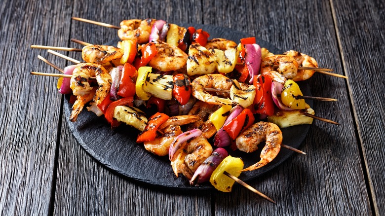 Pineapple and shrimp skewers