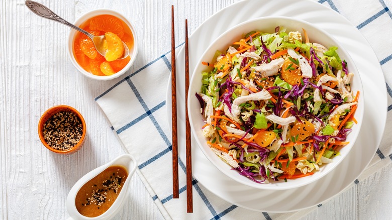 Asian salad with dressing