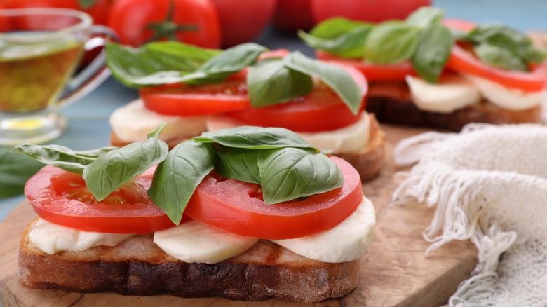 open faced Caprese sandwich