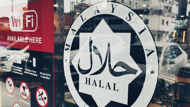 Halal sign in window