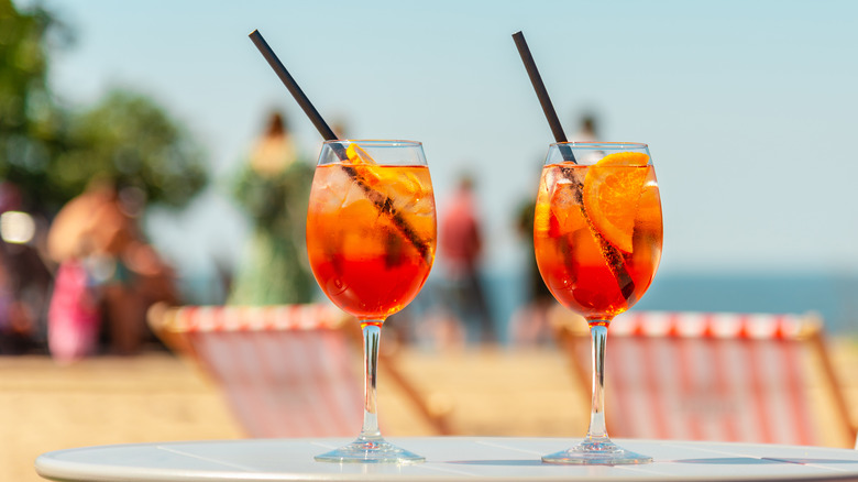 two Aperol spritz cocktails