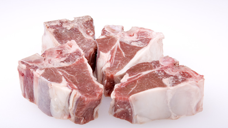 Raw lamb chops