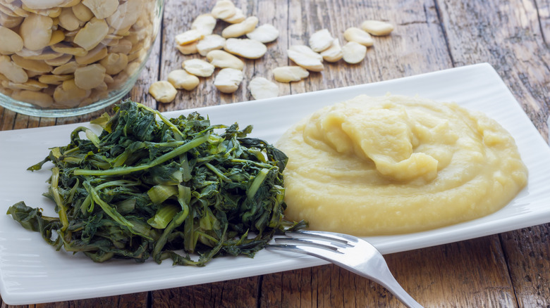 Fava e cicorie on plate