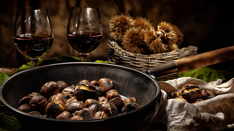 Chestnuts in skillet