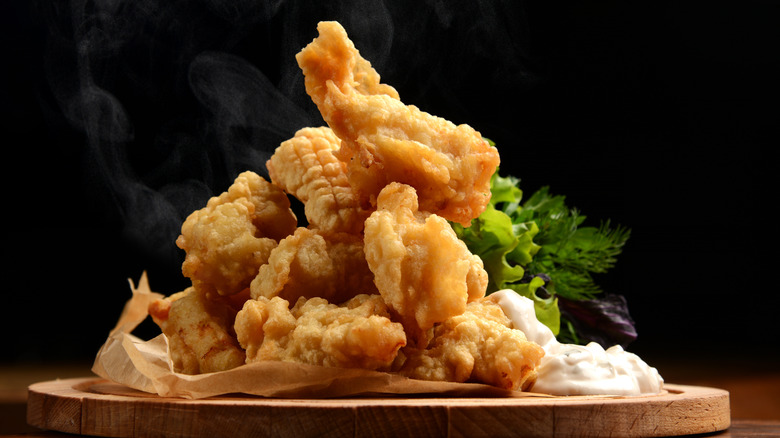 Platter of fried cod