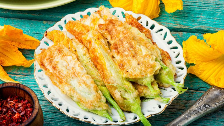 Plate of fiori di zucca fritters