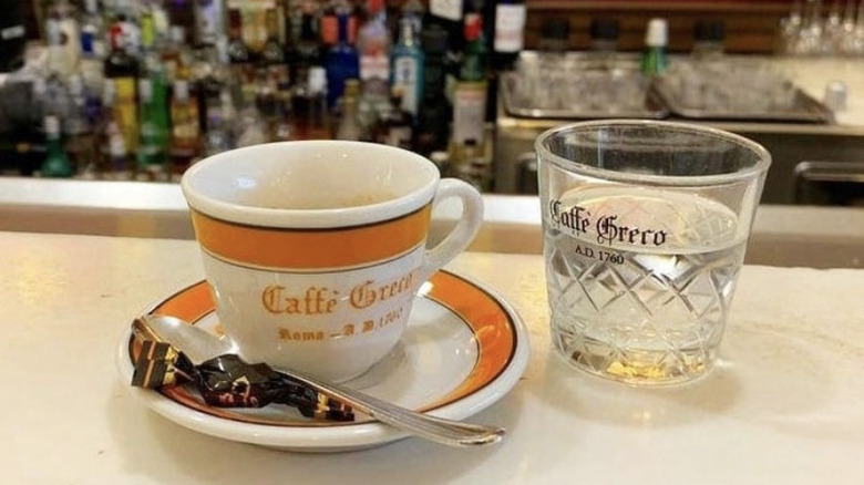 Espresso cup and water glass