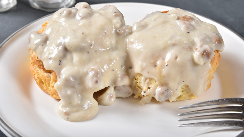 plate of biscuits and gravy