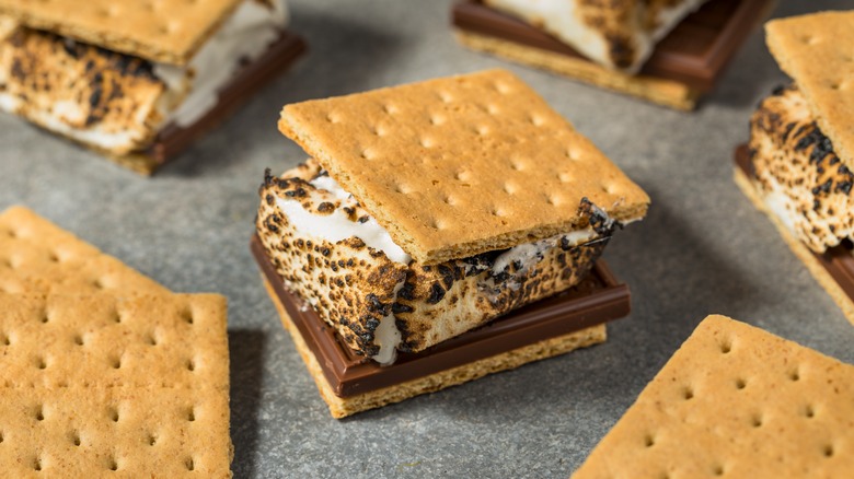 Graham crackers, marshmallows, and chocolate