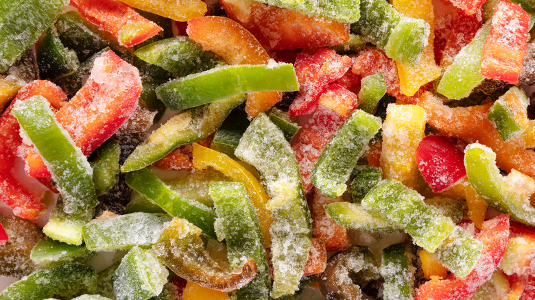 frozen peppers of varying color