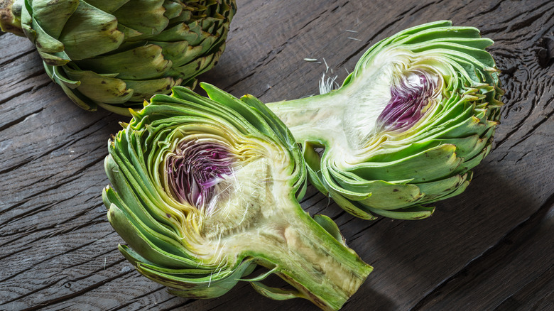 Green and purple artichokes