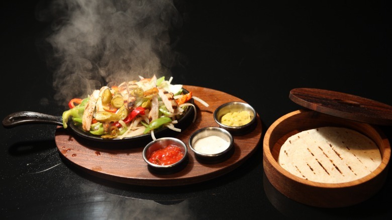 Fajitas with steaming fillings