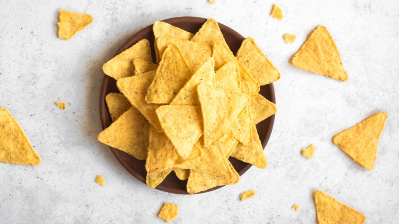 Bowl of plain tortilla chips