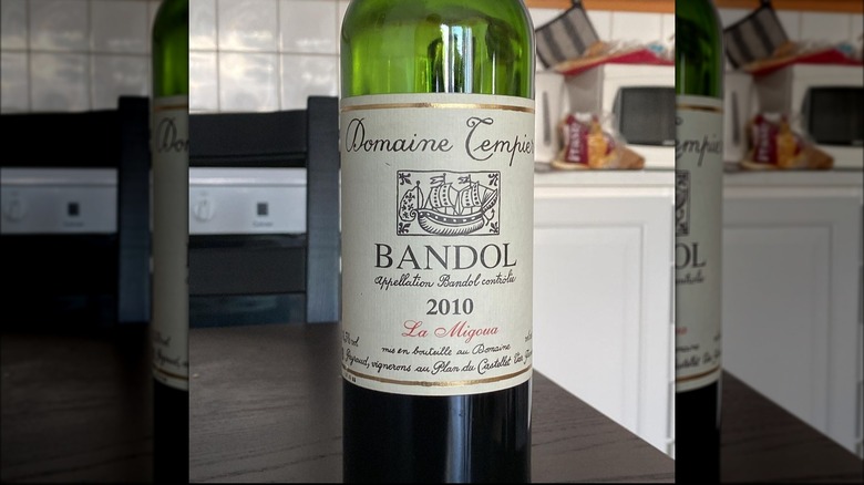 Bottle of Bandol red wine