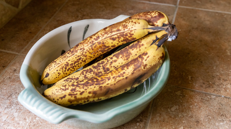 overripe bananas in bowl