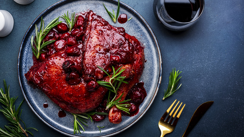 duck legs with cherry sauce