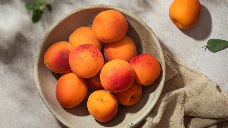 Bowl of fresh apricots