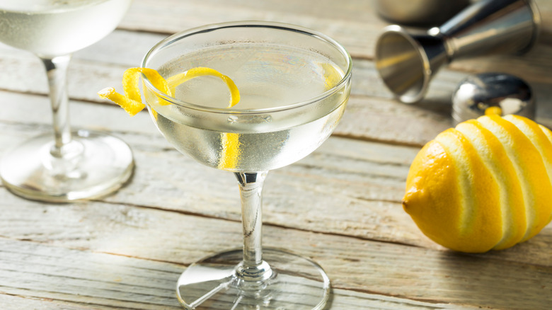 martini with lemon twist