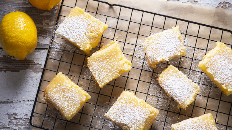 Lemon bars on cooling rack