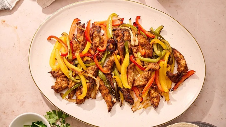 chicken fajitas displayed on plate