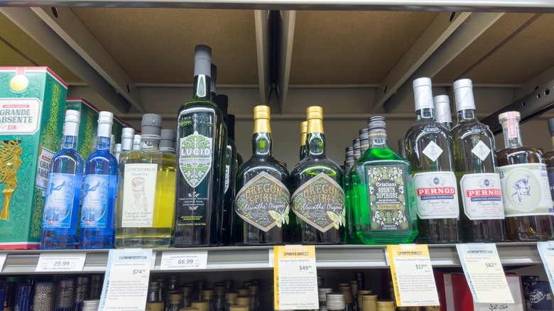 Bottles of absinthe and Pernod