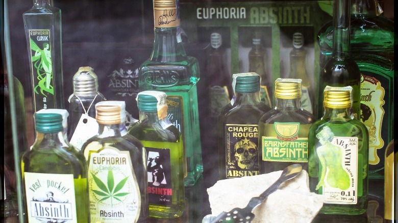 Various bottles of absinthe