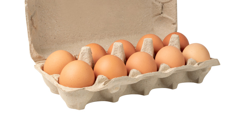 open carton of eggs