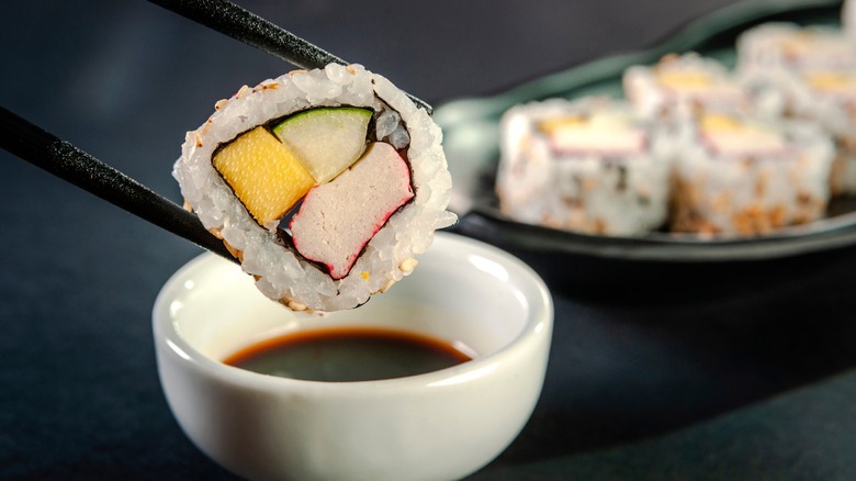 Mango crab sushi