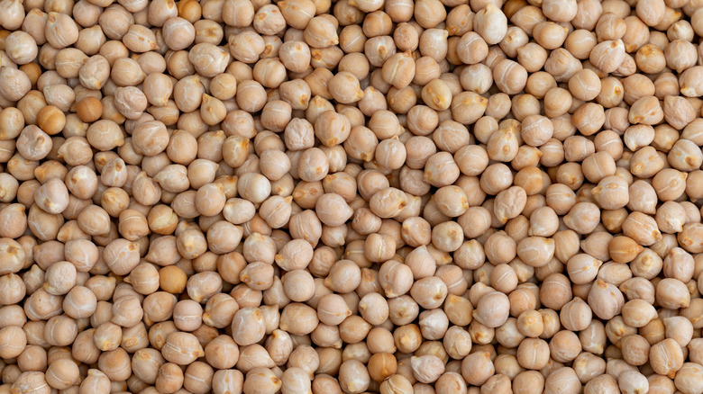 Raw chickpeas on table