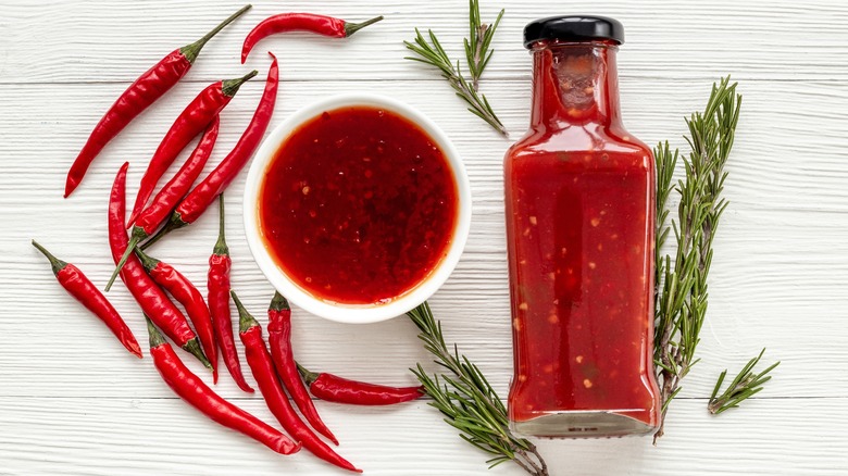 Tabasco sauce with peppers