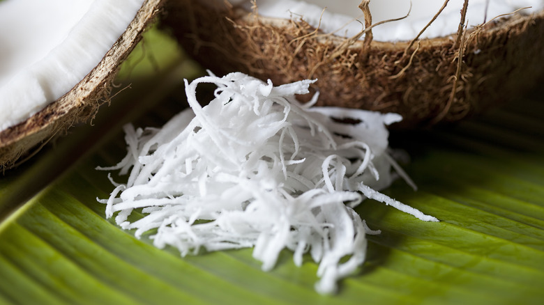 Pile of shredded coconut meat