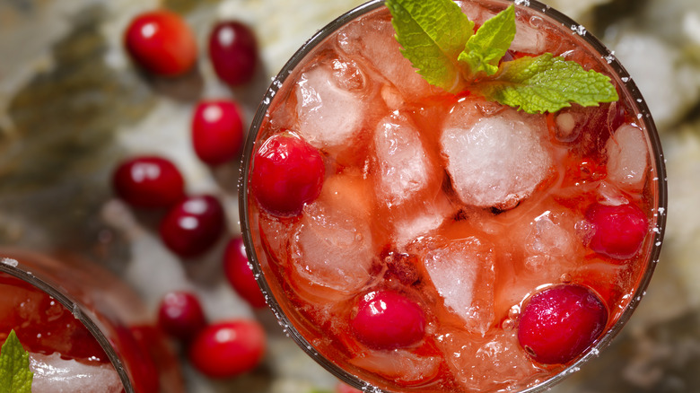 Overhead shot of cranberry vodka