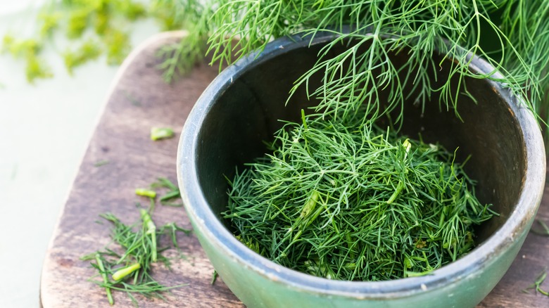 Bowl of fresh dill weed 