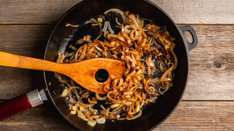 Pan of caramelized onions 