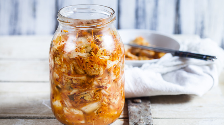 Jar of fresh kimchi 