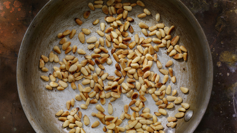 Pan of toasted pine nuts