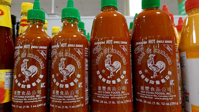 Bottles of Sriracha 