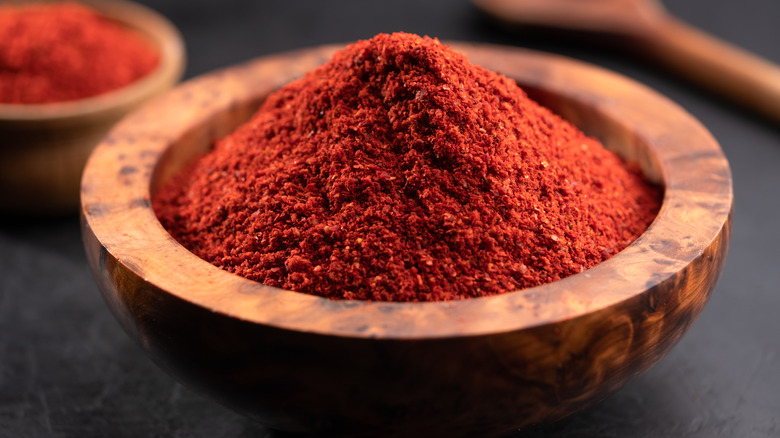 Paprika in wooden bowl