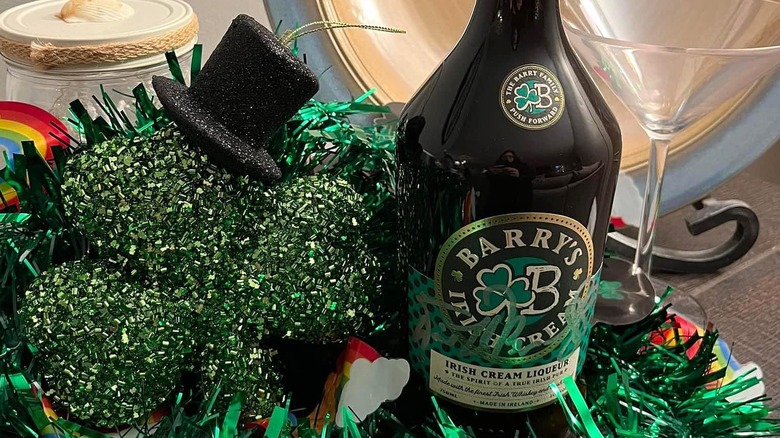 Barry's Irish Cream and green tinsel