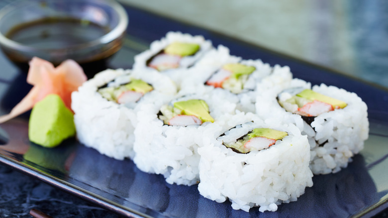 California roll on plate