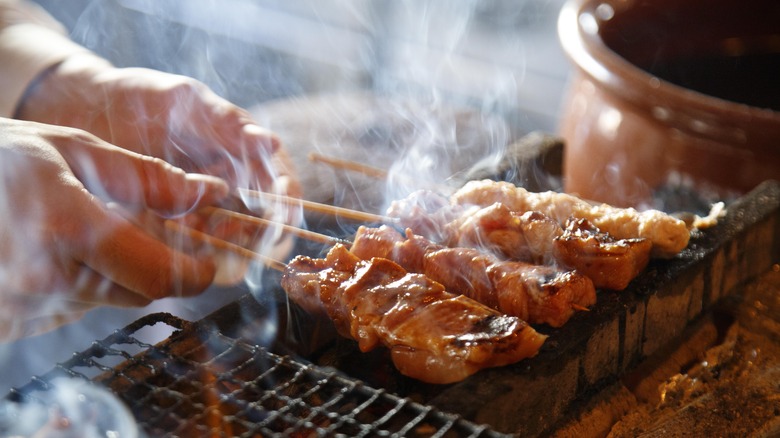 Yakitori on grill